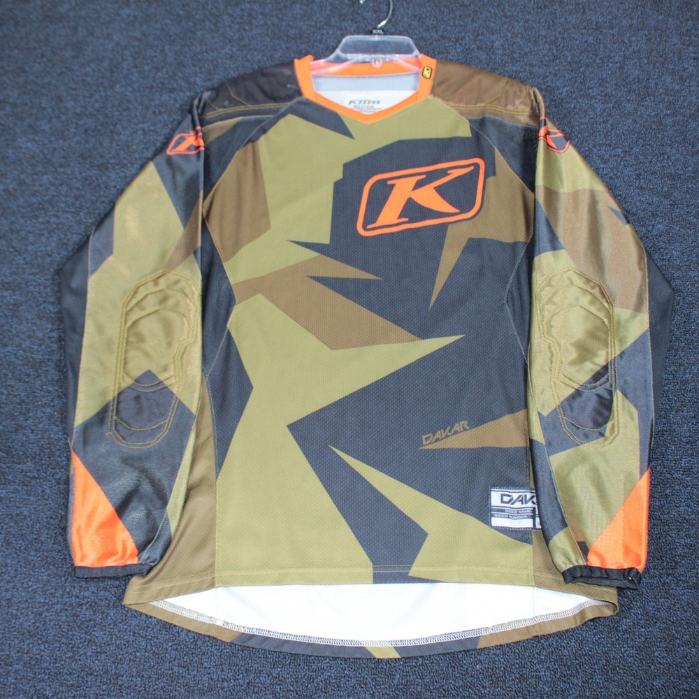 Klim Dakar Motocross Jersey Medium Olive Green Camo Orange Padded MX Gear